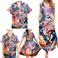 Personalized American Independence Day Family Matching Summer Maxi Dress and Hawaiian Shirt 4th of July Statue of Liberty - Wonder Print Shop