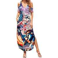 Personalized American Independence Day Family Matching Summer Maxi Dress and Hawaiian Shirt 4th of July Statue of Liberty - Wonder Print Shop