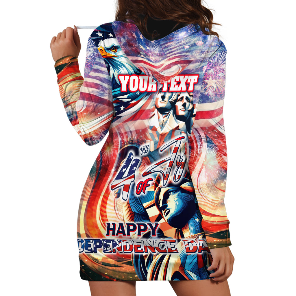 Personalized American Independence Day Hoodie Dress 4th of July Statue of Liberty - Wonder Print Shop