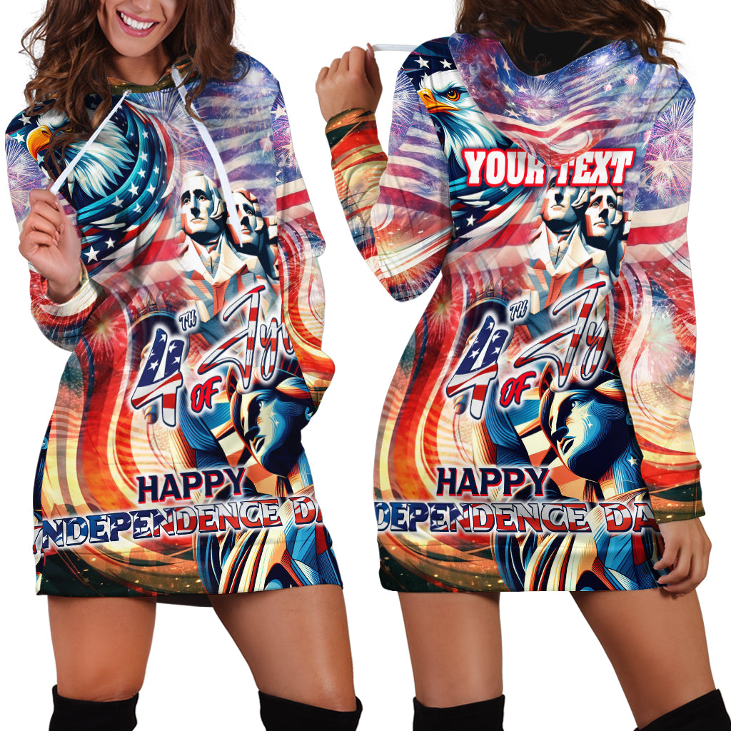 Personalized American Independence Day Hoodie Dress 4th of July Statue of Liberty - Wonder Print Shop