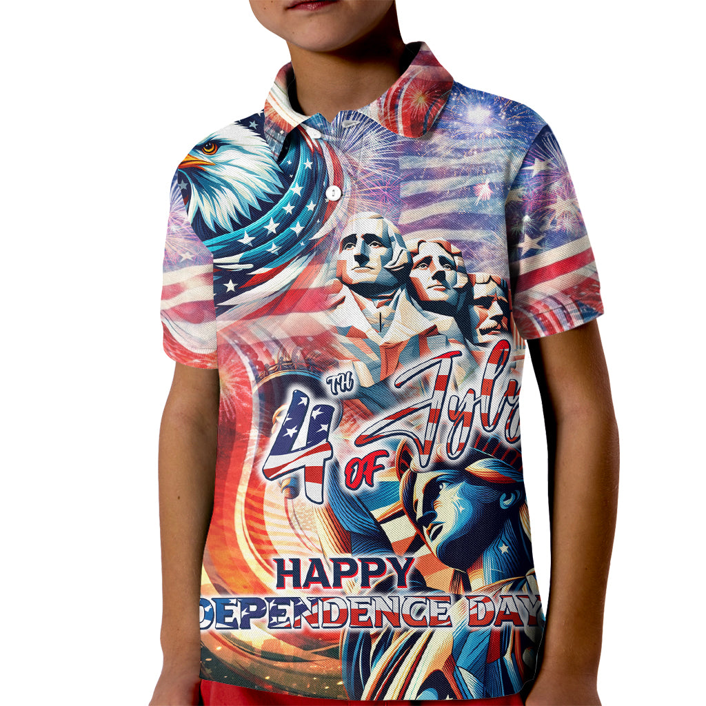 Personalized American Independence Day Kid Polo Shirt 4th of July Statue of Liberty - Wonder Print Shop