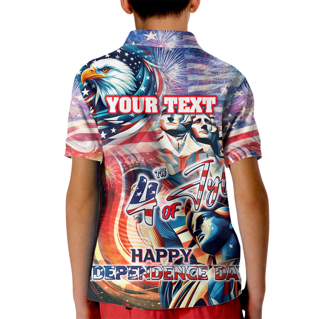 Personalized American Independence Day Kid Polo Shirt 4th of July Statue of Liberty - Wonder Print Shop