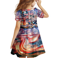 Personalized American Independence Day Kid Short Sleeve Dress 4th of July Statue of Liberty - Wonder Print Shop