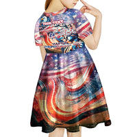 Personalized American Independence Day Kid Short Sleeve Dress 4th of July Statue of Liberty - Wonder Print Shop