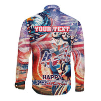 Personalized American Independence Day Long Sleeve Button Shirt 4th of July Statue of Liberty - Wonder Print Shop