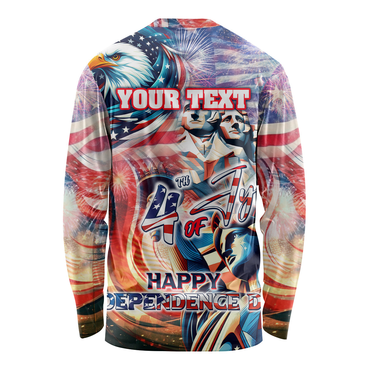 Personalized American Independence Day Long Sleeve Shirt 4th of July Statue of Liberty - Wonder Print Shop