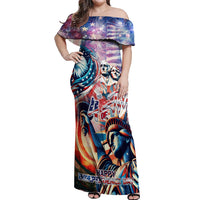 Personalized American Independence Day Off Shoulder Maxi Dress 4th of July Statue of Liberty - Wonder Print Shop