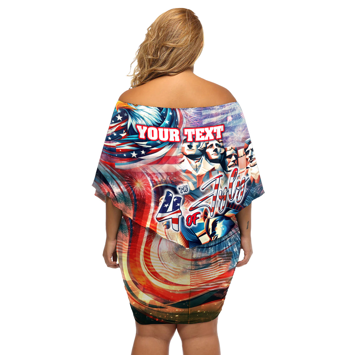 Personalized American Independence Day Off Shoulder Short Dress 4th of July Statue of Liberty - Wonder Print Shop