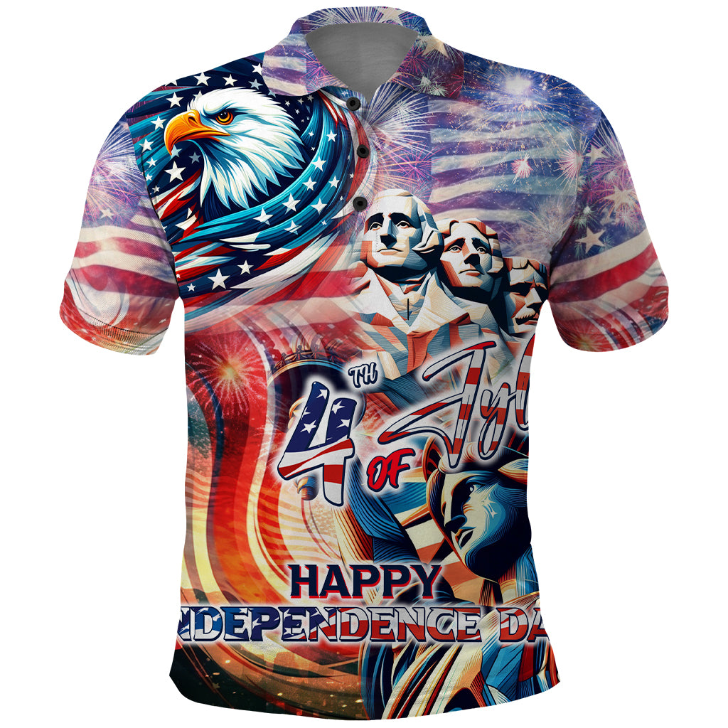 Personalized American Independence Day Polo Shirt 4th of July Statue of Liberty - Wonder Print Shop