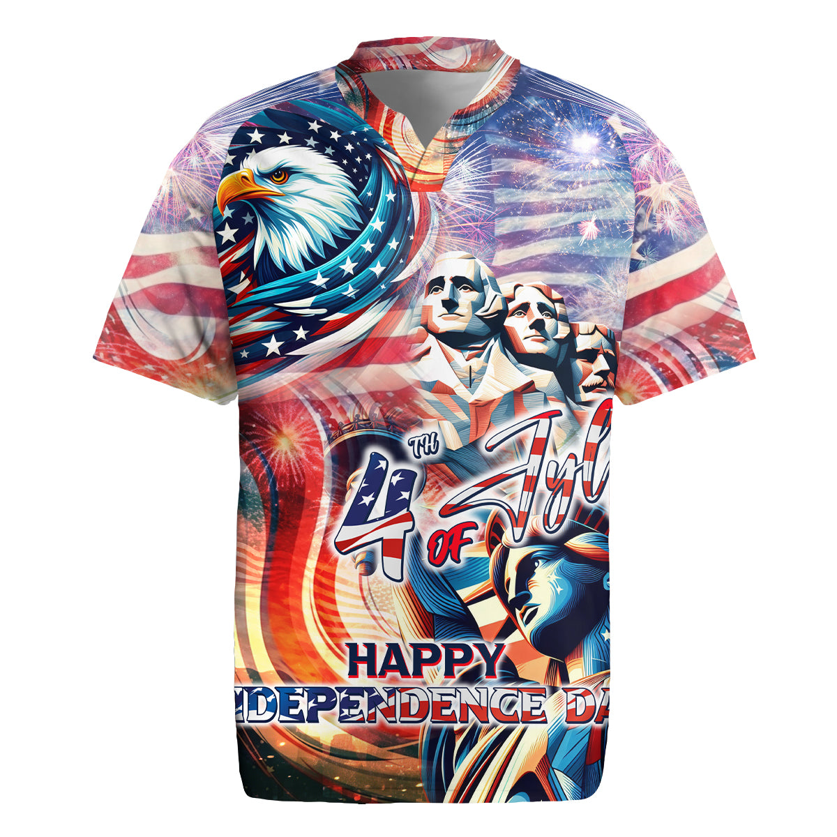 Personalized American Independence Day Rugby Jersey 4th of July Statue of Liberty - Wonder Print Shop