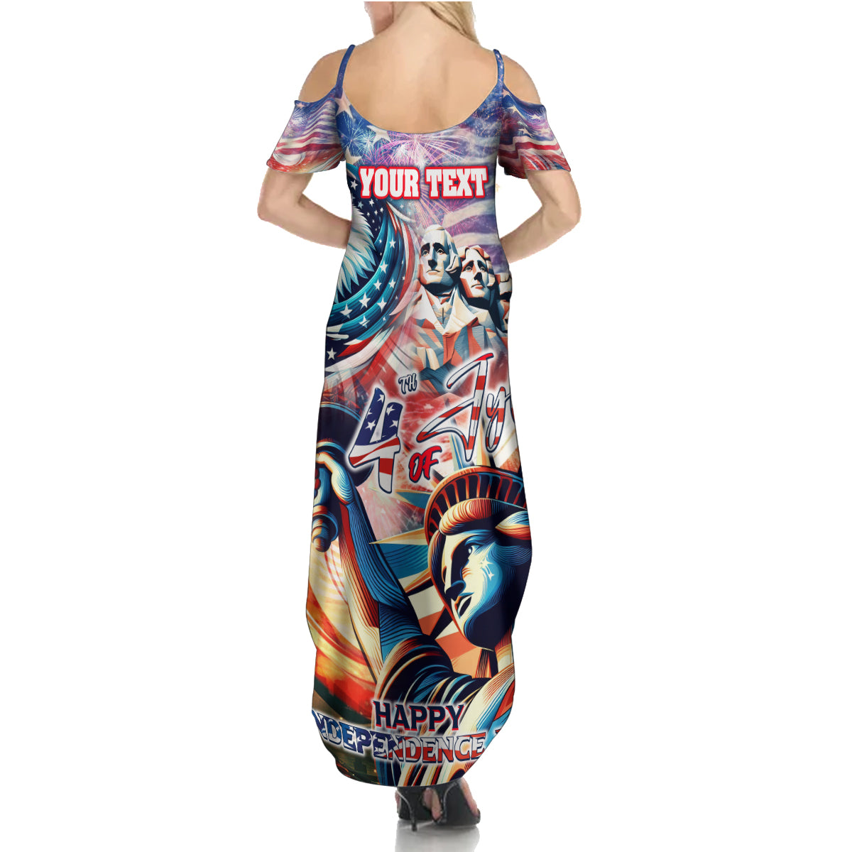 Personalized American Independence Day Summer Maxi Dress 4th of July Statue of Liberty - Wonder Print Shop