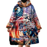 Personalized American Independence Day Wearable Blanket Hoodie 4th of July Statue of Liberty - Wonder Print Shop