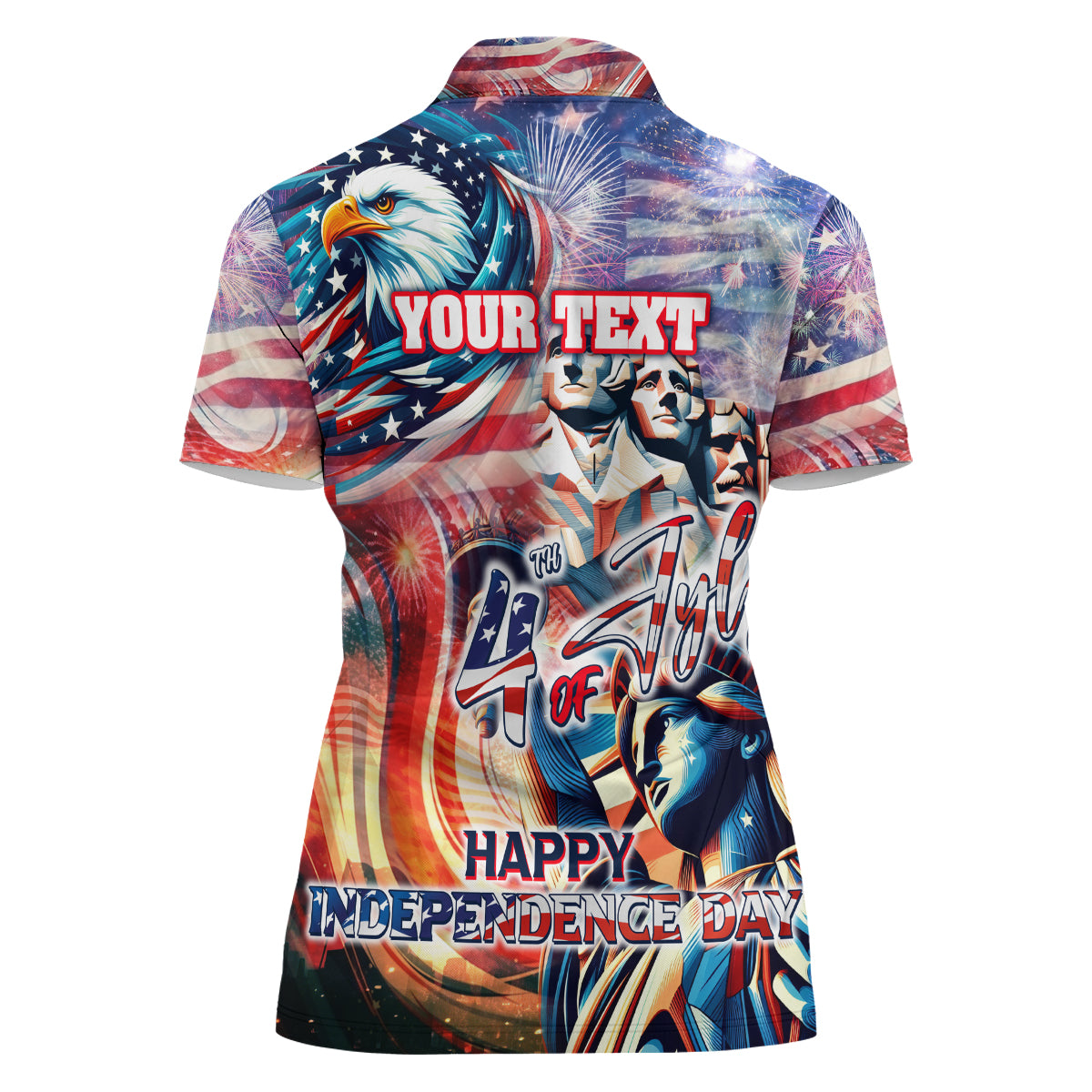 Personalized American Independence Day Women Polo Shirt 4th of July Statue of Liberty - Wonder Print Shop