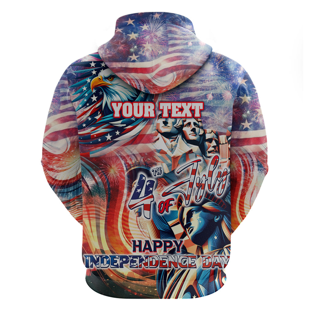 Personalized American Independence Day Zip Hoodie 4th of July Statue of Liberty - Wonder Print Shop