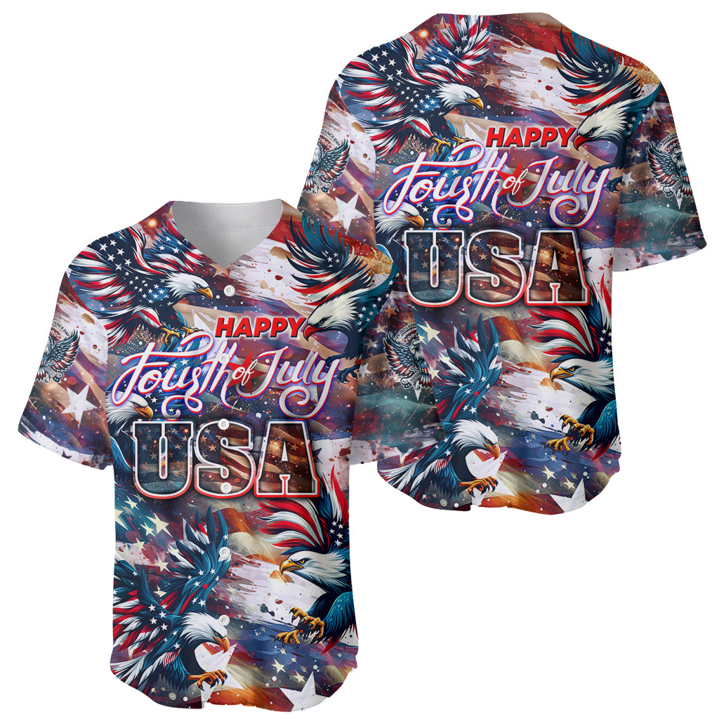 Happy Fourth of July Baseball Jersey American Eagle Flag US Independence Day - Wonder Print Shop