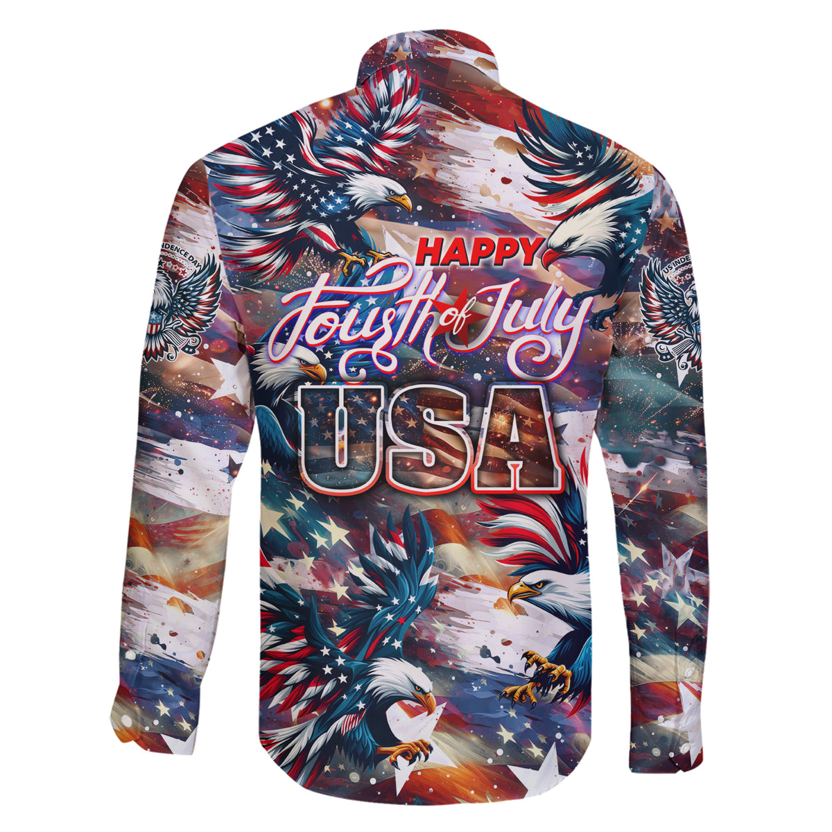 Happy Fourth of July Family Matching Short Sleeve Bodycon Dress and Hawaiian Shirt American Eagle Flag US Independence Day - Wonder Print Shop