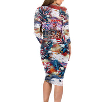 Happy Fourth of July Long Sleeve Bodycon Dress American Eagle Flag US Independence Day - Wonder Print Shop