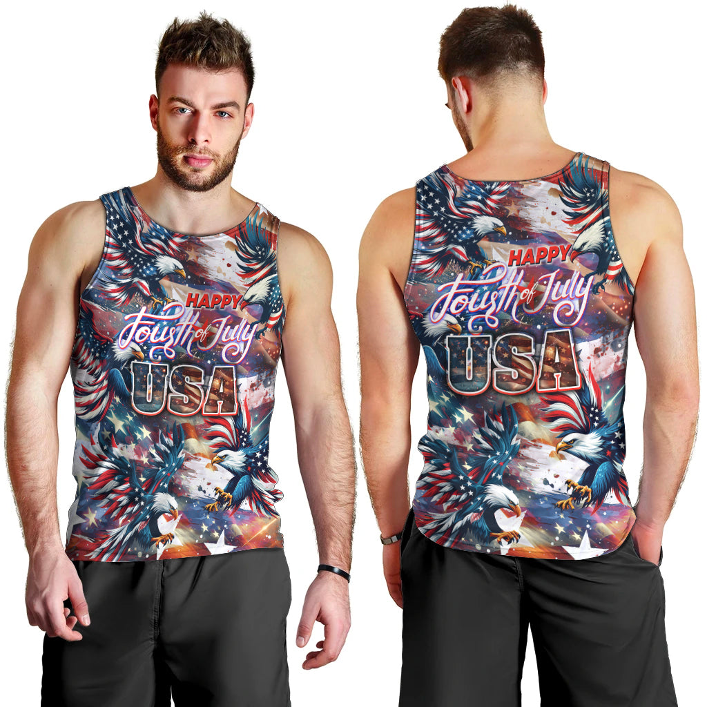 Happy Fourth of July Men Tank Top American Eagle Flag US Independence Day - Wonder Print Shop