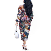 Happy Fourth of July Off The Shoulder Long Sleeve Dress American Eagle Flag US Independence Day - Wonder Print Shop