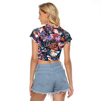 Happy Fourth of July Raglan Cropped T Shirt American Eagle Flag US Independence Day - Wonder Print Shop