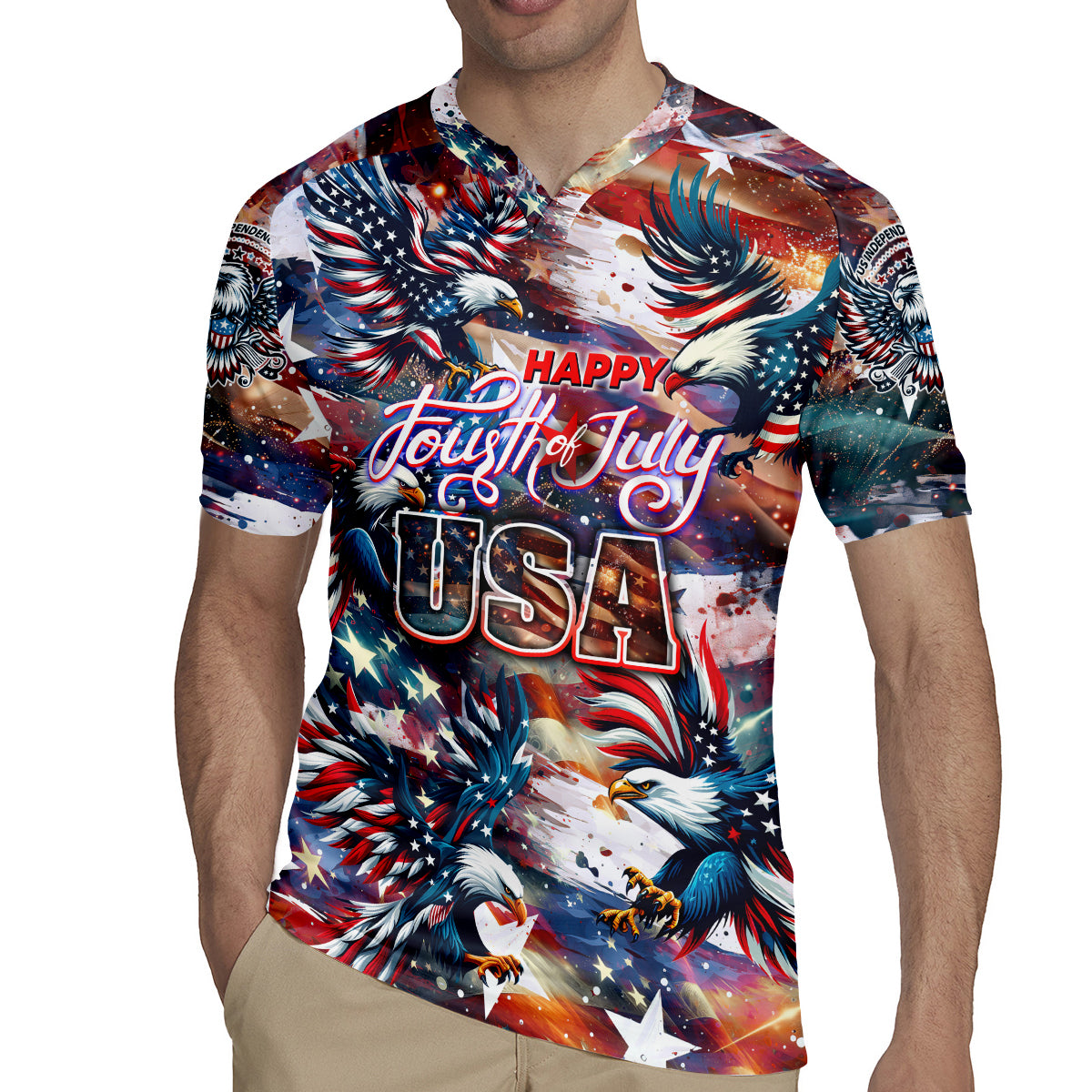 Happy Fourth of July Rugby Jersey American Eagle Flag US Independence Day - Wonder Print Shop