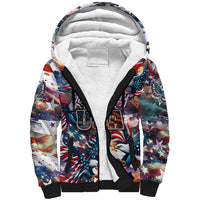 Happy Fourth of July Sherpa Hoodie American Eagle Flag US Independence Day - Wonder Print Shop