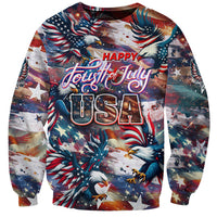 Happy Fourth of July Sweatshirt American Eagle Flag US Independence Day - Wonder Print Shop