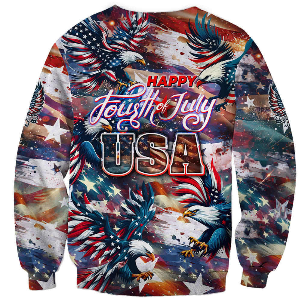 Happy Fourth of July Sweatshirt American Eagle Flag US Independence Day - Wonder Print Shop