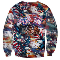 Happy Fourth of July Sweatshirt American Eagle Flag US Independence Day - Wonder Print Shop