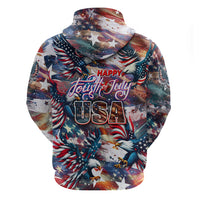 Happy Fourth of July Zip Hoodie American Eagle Flag US Independence Day - Wonder Print Shop
