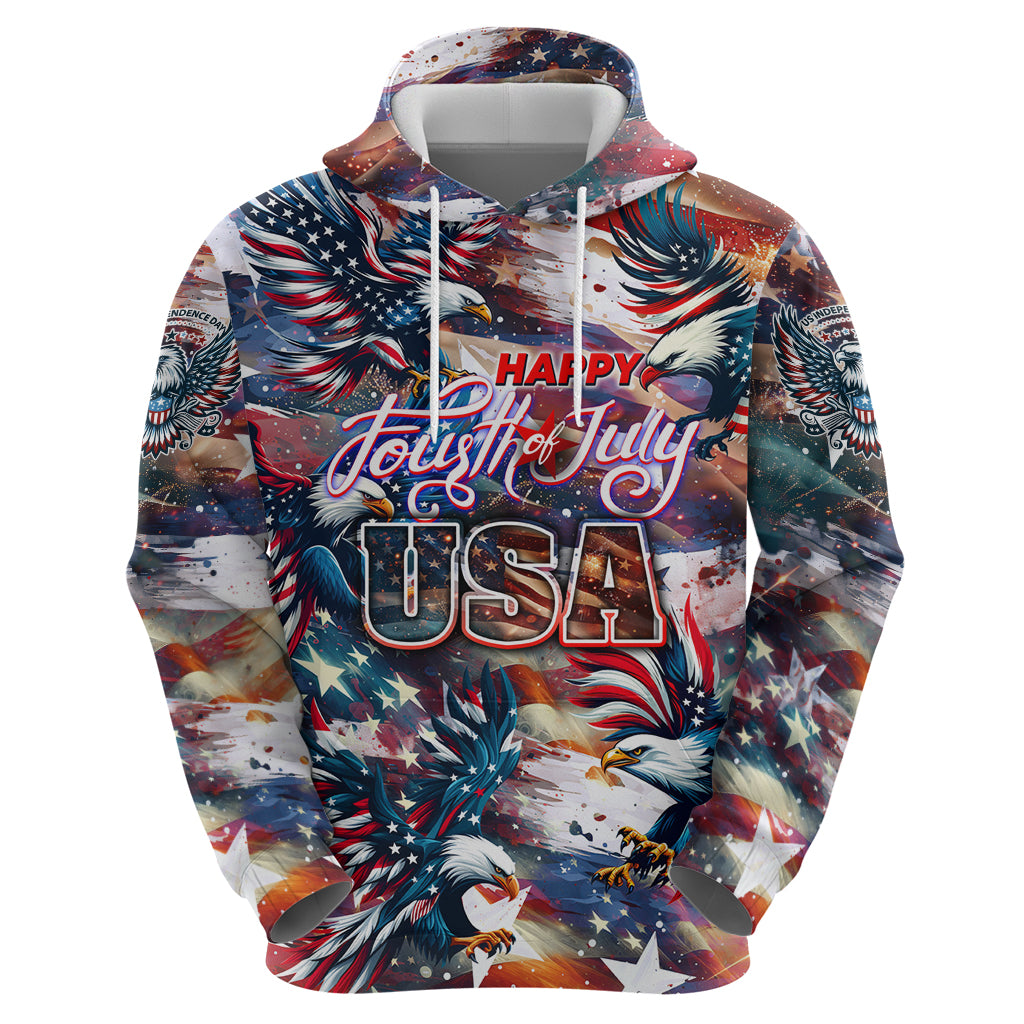 Happy Fourth of July Zip Hoodie American Eagle Flag US Independence Day - Wonder Print Shop