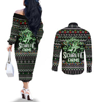 merry-christmas-schrute-farms-couples-matching-off-the-shoulder-long-sleeve-dress-and-long-sleeve-button-shirt