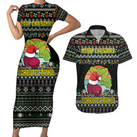 Merry Christmas Schrute Farms Couples Matching Short Sleeve Bodycon Dress and Hawaiian Shirt - Wonder Print Shop