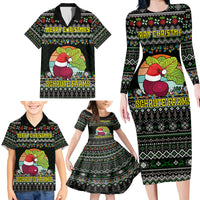 Merry Christmas Schrute Farms Family Matching Long Sleeve Bodycon Dress and Hawaiian Shirt - Wonder Print Shop