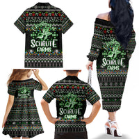 Merry Christmas Schrute Farms Family Matching Off Shoulder Long Sleeve Dress and Hawaiian Shirt - Wonder Print Shop