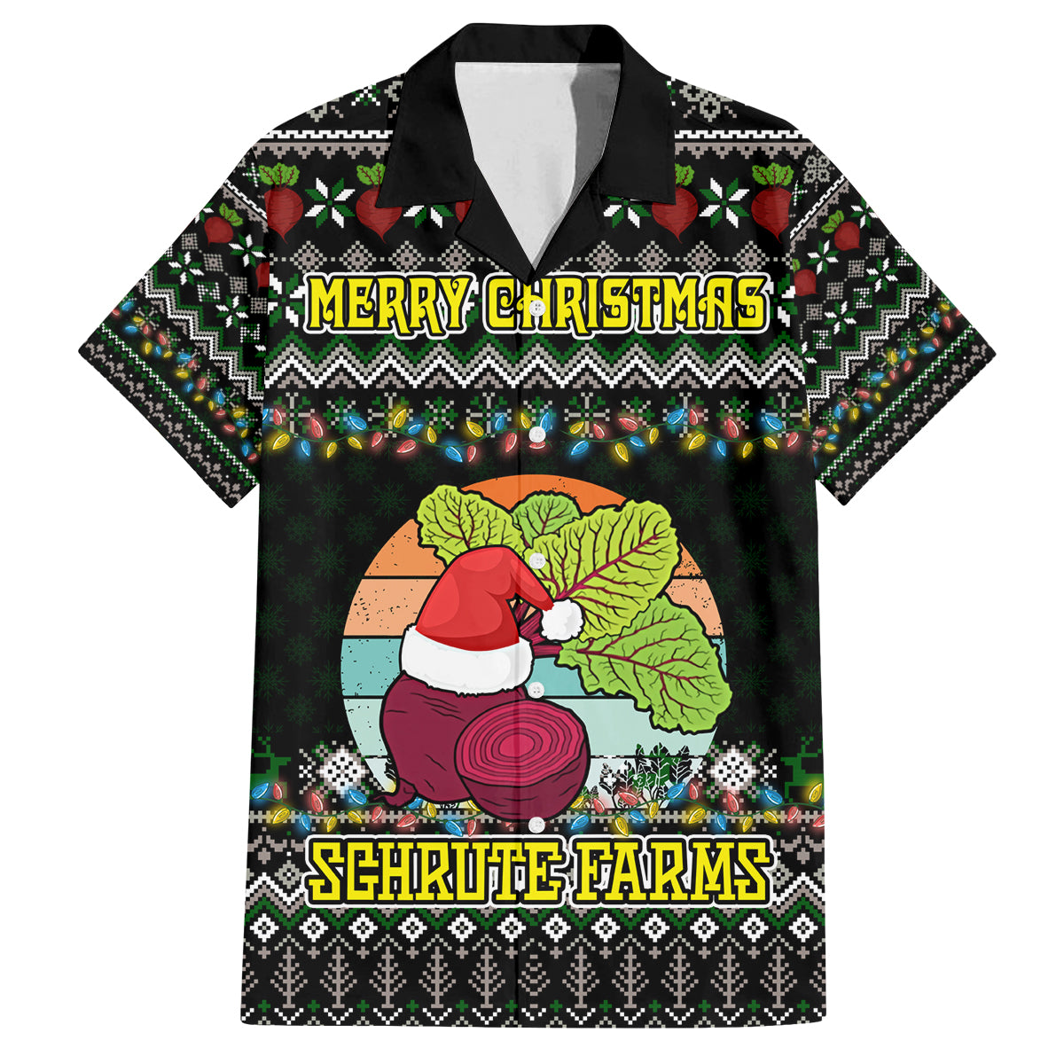 Merry Christmas Schrute Farms Family Matching Puletasi Dress and Hawaiian Shirt - Wonder Print Shop