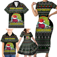 Merry Christmas Schrute Farms Family Matching Short Sleeve Bodycon Dress and Hawaiian Shirt - Wonder Print Shop