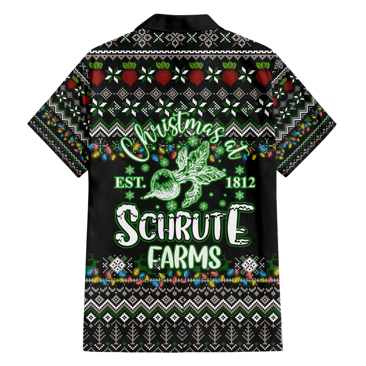 Merry Christmas Schrute Farms Family Matching Short Sleeve Bodycon Dress and Hawaiian Shirt - Wonder Print Shop