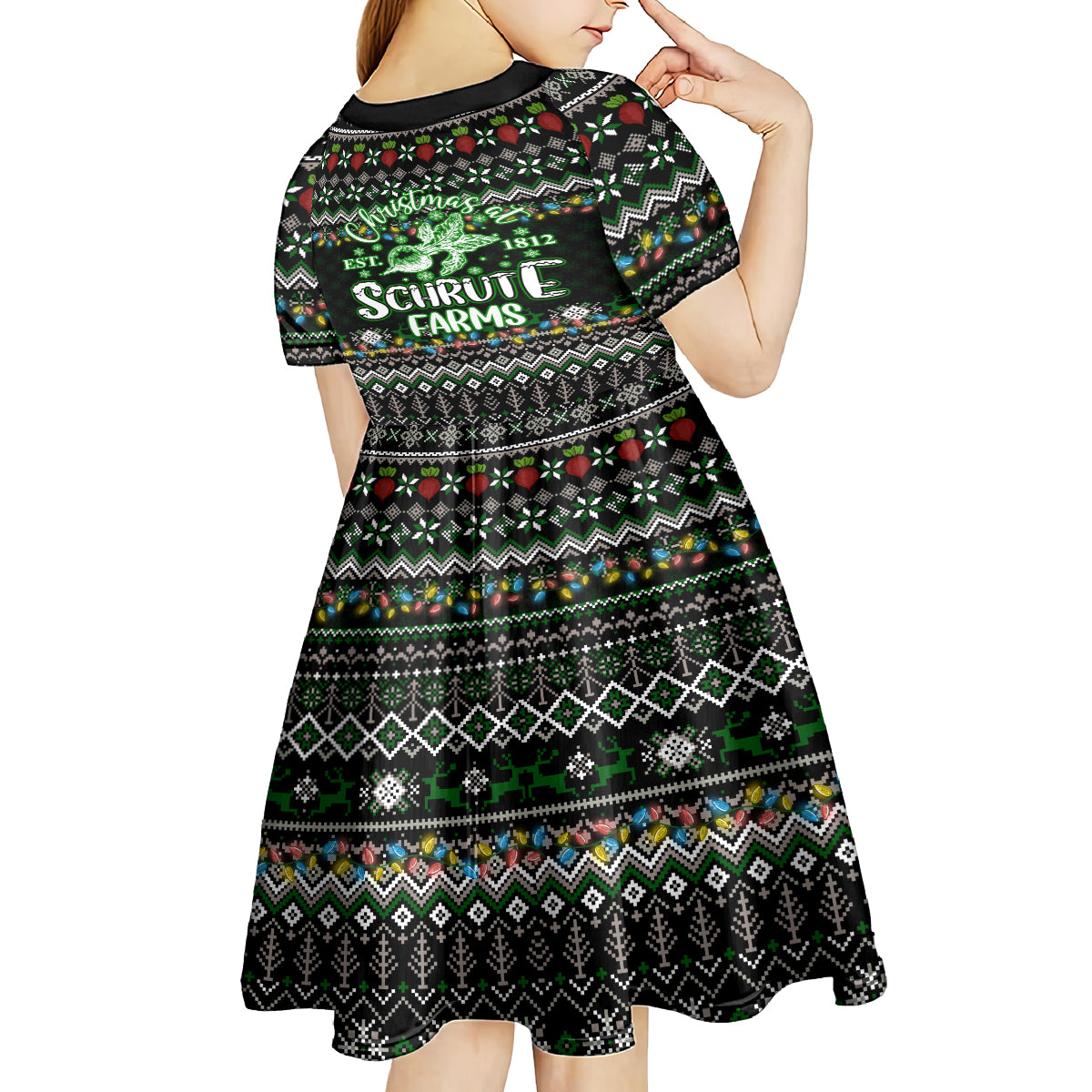 Merry Christmas Schrute Farms Kid Short Sleeve Dress - Wonder Print Shop
