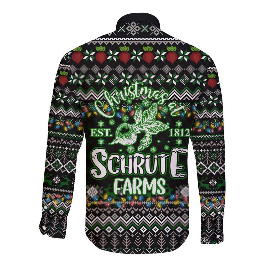 Merry Christmas Schrute Farms Long Sleeve Button Shirt - Wonder Print Shop