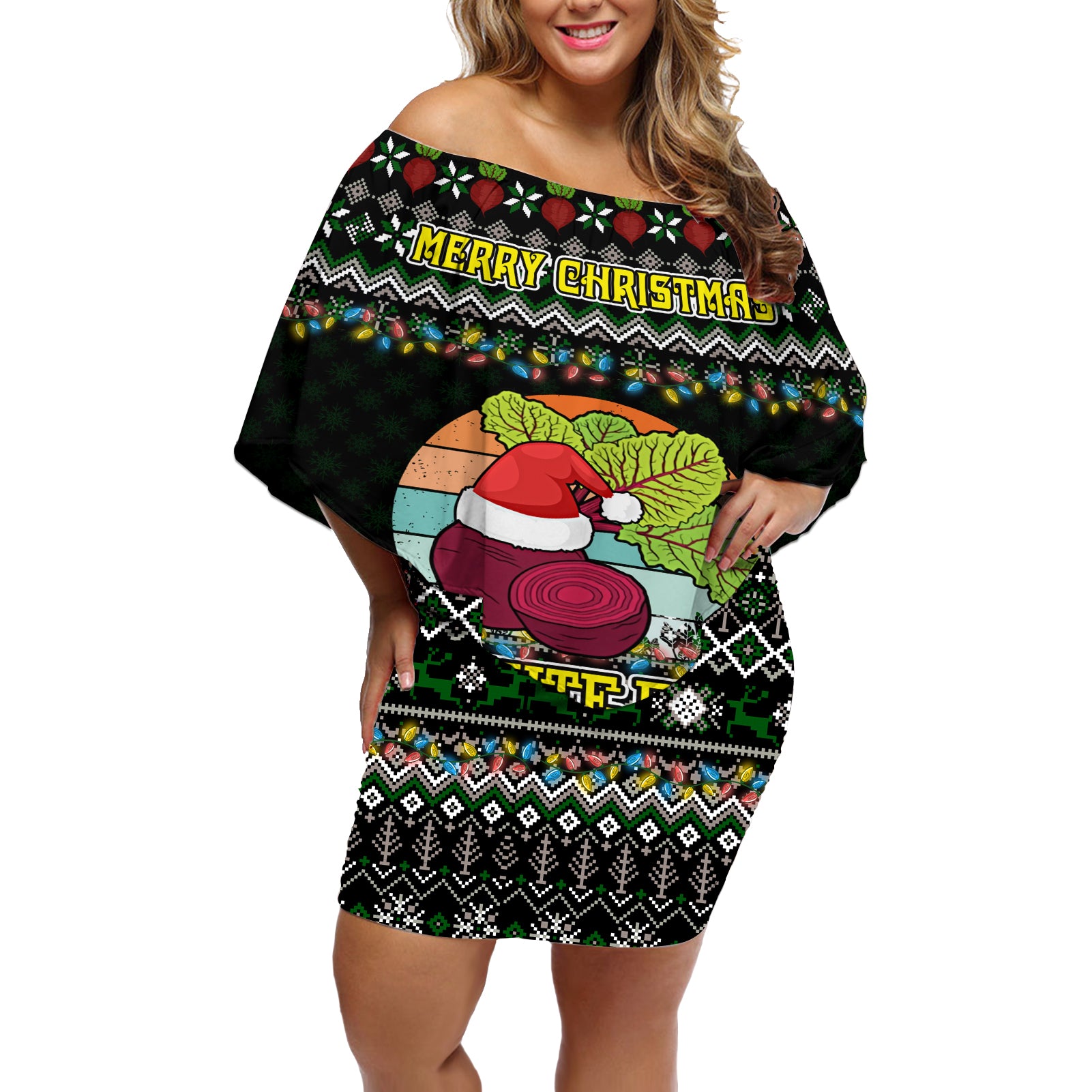 Merry Christmas Schrute Farms Off Shoulder Short Dress - Wonder Print Shop