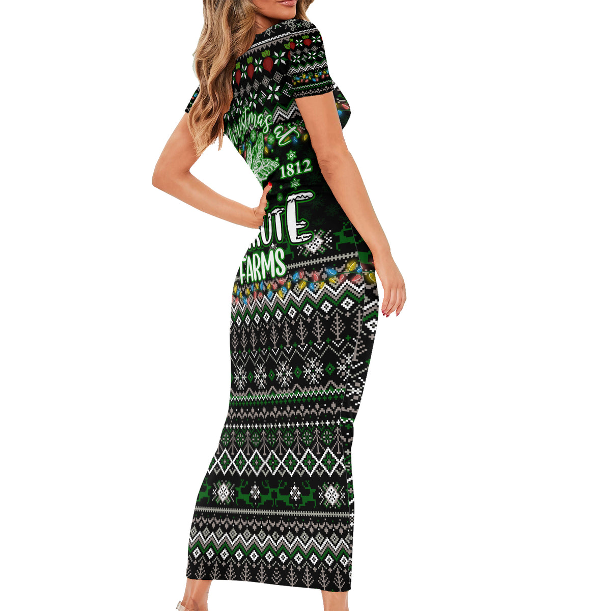 Merry Christmas Schrute Farms Short Sleeve Bodycon Dress - Wonder Print Shop
