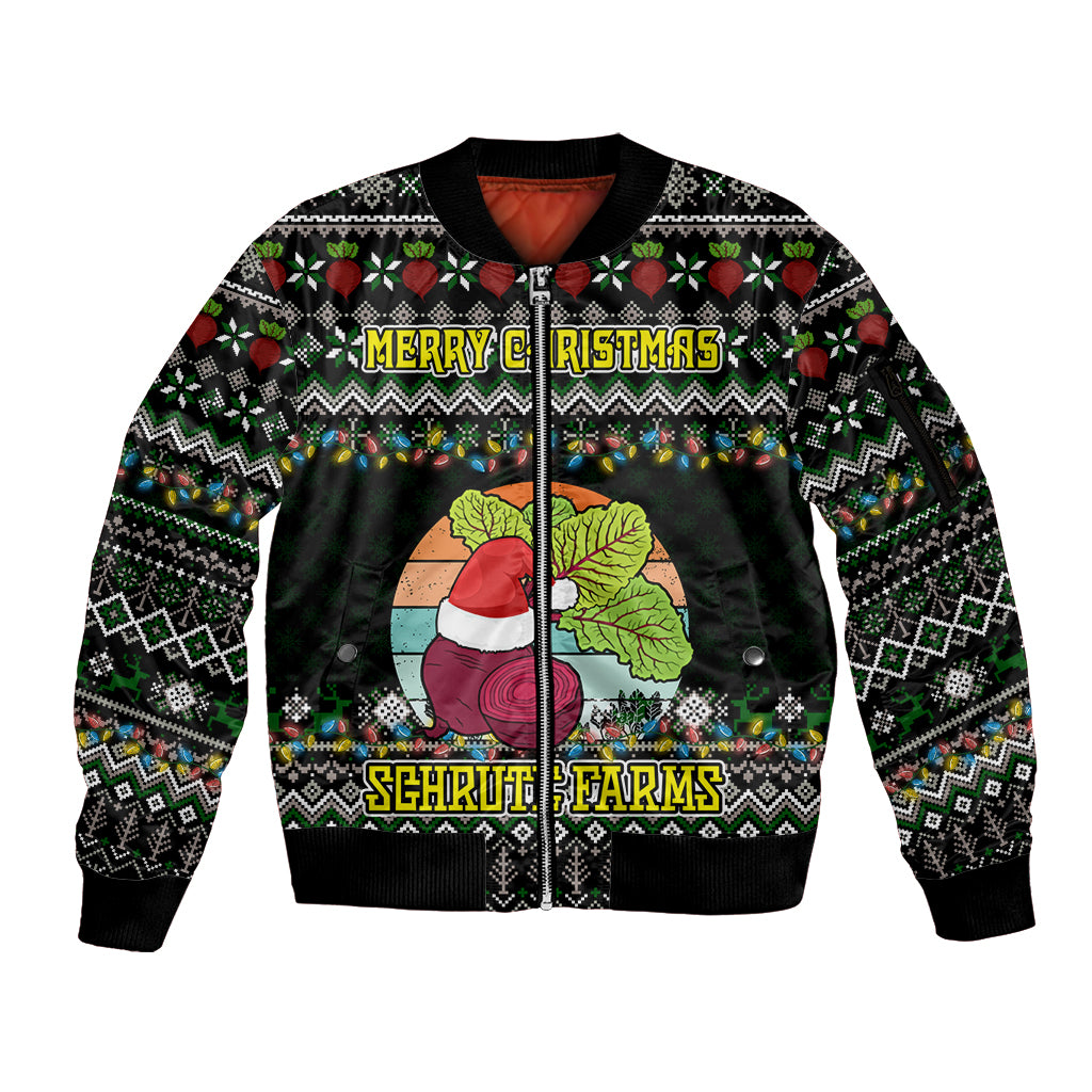 Merry Christmas Schrute Farms Sleeve Zip Bomber Jacket - Wonder Print Shop
