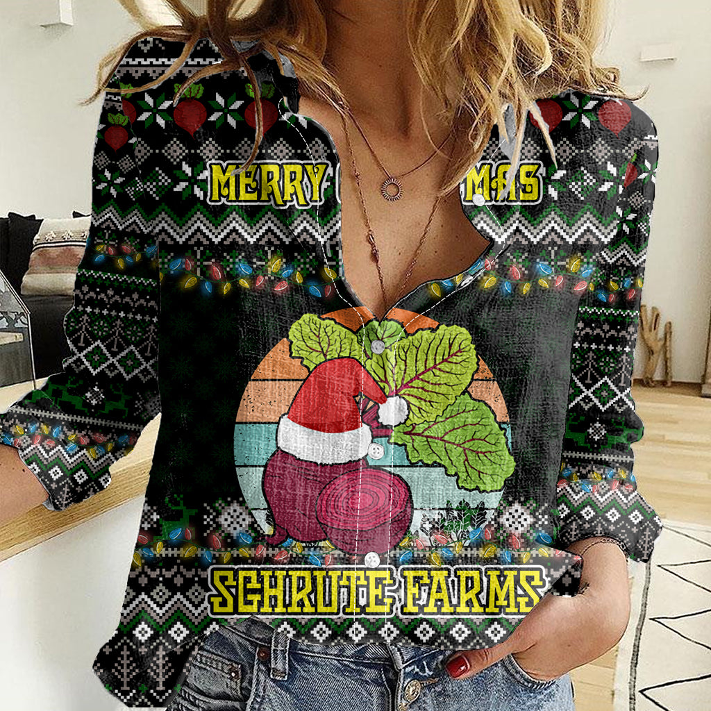 Merry Christmas Schrute Farms Women Casual Shirt - Wonder Print Shop