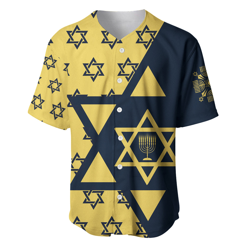 Happy Hanukkah Baseball Jersey Jewish Star of David - Wonder Print Shop