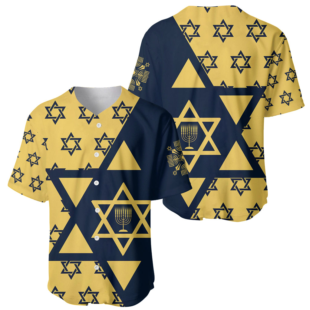 Happy Hanukkah Baseball Jersey Jewish Star of David - Wonder Print Shop