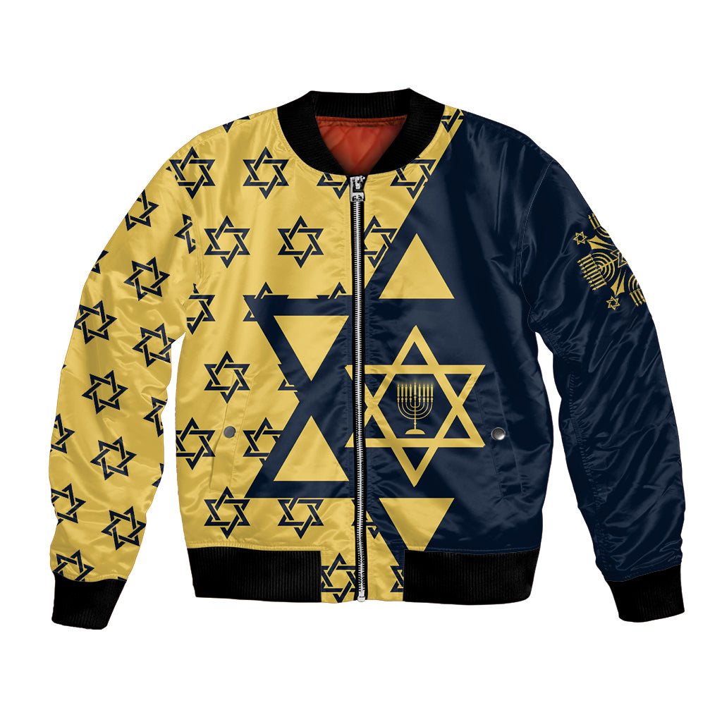 Happy Hanukkah Bomber Jacket Jewish Star of David - Wonder Print Shop