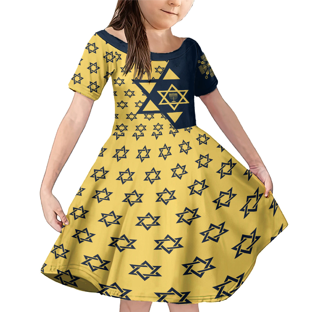 Happy Hanukkah Family Matching Mermaid Dress and Hawaiian Shirt Jewish Star of David - Wonder Print Shop