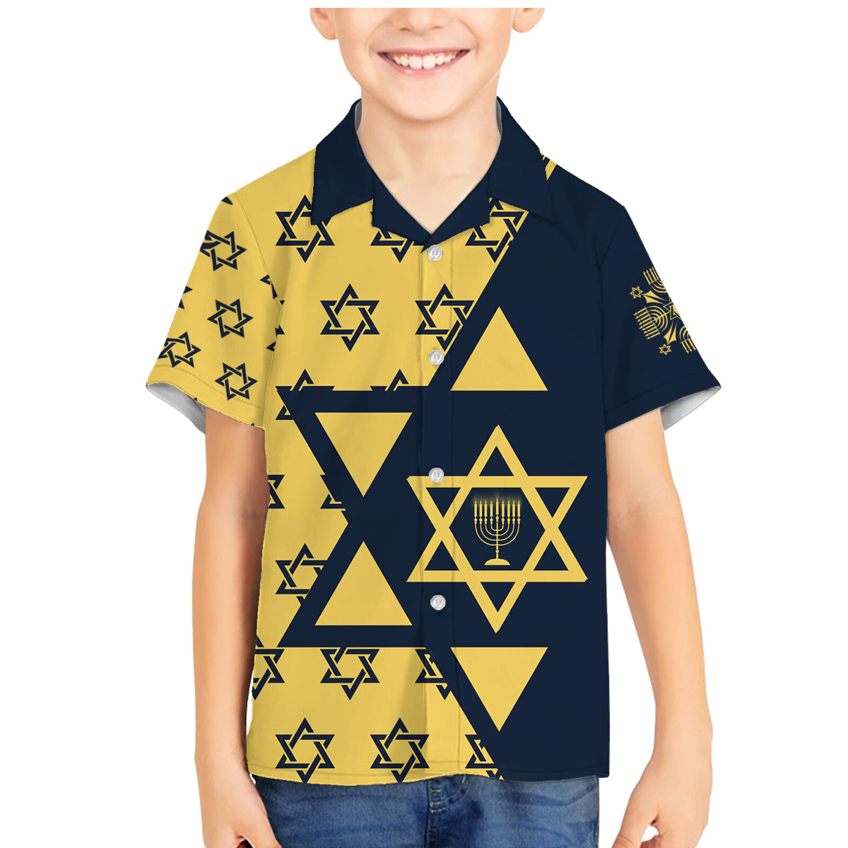 Happy Hanukkah Family Matching Mermaid Dress and Hawaiian Shirt Jewish Star of David - Wonder Print Shop