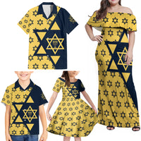 Happy Hanukkah Family Matching Off Shoulder Maxi Dress and Hawaiian Shirt Jewish Star of David - Wonder Print Shop